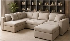 Modular cream sofa with configurable sections